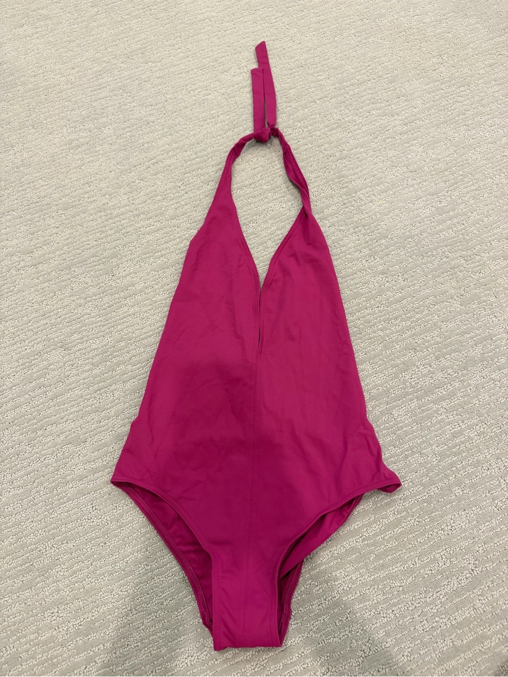 Girls' Magenta Halter One-Piece Swimsuit